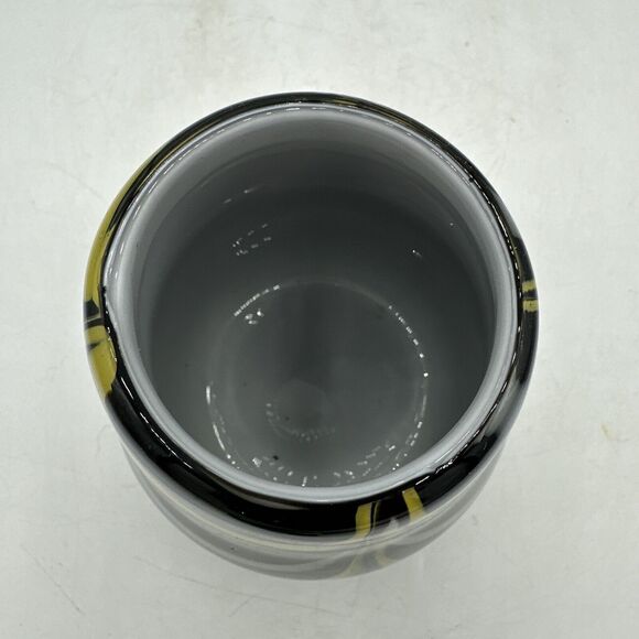Vase Glass Hand Blown Black White Yellow Small 4.5” Candle Holder - Picture 7 of 15